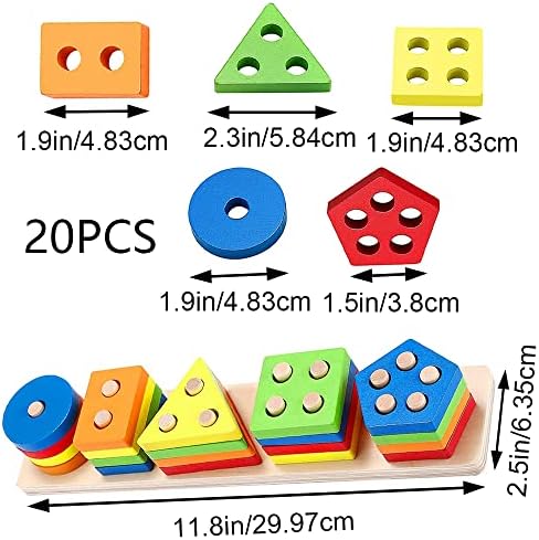 Classificação de madeira e empilhamento brinquedos sensoriais de brinquedos para crianças 3 em 1 Multi-Play Play Educational