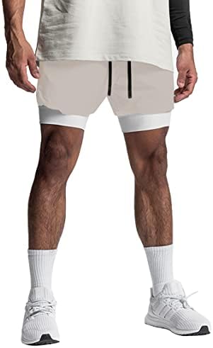 MECH-ENG MEN's 2 em 1 treino curto de corrida 7 Treinando shorts secos rápidos com bolsos telefônicos