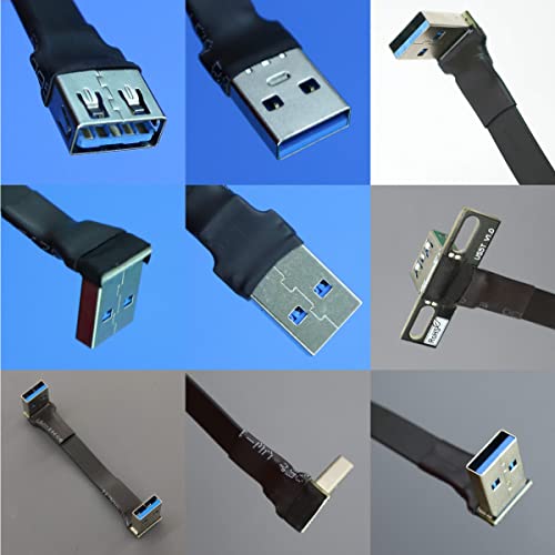 ADT-Link USB 3.0 Tipo A masculino para USB Um cabo de faixa de faixa de extensão feminina dobra 90 fpv flag e macio flexível FPC