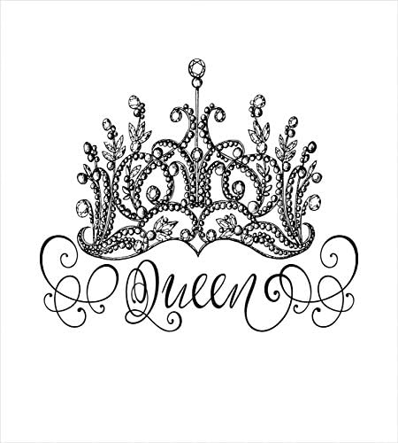 Conjunto de capa de edredão da rainha de Ambesonne, Crown Desenhado Crown Lettering Elementos de estilo barroco de