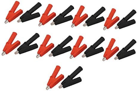 X-Dree 10 pares Red Plástico preto com revestimento de alça isolada Alligator Clips (10 Pares de Pinzas de Cocodrilo Aisladas con manga