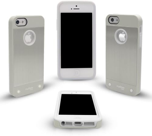 Apple iPhone 5/5s - Mystyle Protective Case - Prata - Dual Silicone Core: 1 preto, 1 branco - protetor de tela premium incluído
