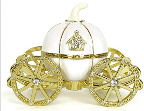 VI N VI Gold / Princesa Branca Cinderela Prata Silver Strass Crystal Pumpkin Carriage Box, caixa de jóias | Estatueta colecionável pintada à mão e exibição de jóias decorativas, suporte e organizador