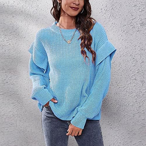 Suéteres grandes femininos Moda fora do ombro de manga longa Sweater de malha solta Valentine
