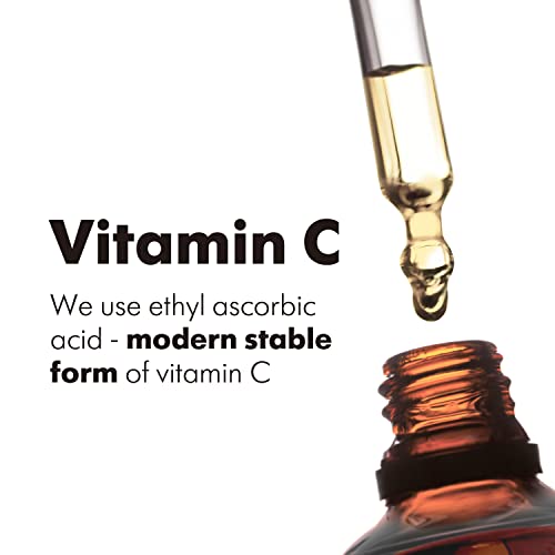 Serum de vitamina C da vimty para face com ácido hialurônico - soro iluminante antienvelhecimento, produtos para cuidados com a pele facial para hidratar a pele, reduzir linhas finas, reparar danos na pele, síntese de colágeno - 1oz.