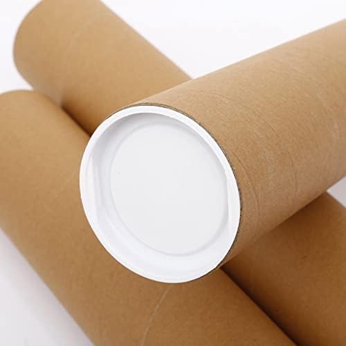 Tubos de pôster de armazenamento perfk com tampas grandes tubos de papelão de papelão tubos de embalagem longos para