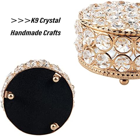 Feyarl Crystal Jewelry Briket Brincha Brincos Ringos Organizador Tesouro Pedras de Baço de armazenamento de armazenamento com tampa para namorado cômoda de noiva quarto do dia das mães Presente