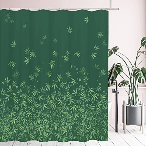 Tititex Falling Green Maple folhas de cortina de chuveiro verde escuro, Tropical Eucalyptus Botânica Planta Decoração