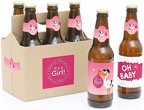 Entrega especial de menina - rosa é uma garota decorações de chá de bebê para mulheres e homens - 6 adesivos de etiqueta