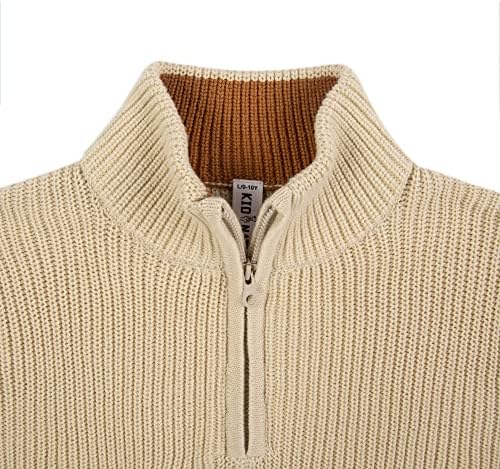 Sweater Kid Nation Boys algodão 1/4 do sweater de zíper pulôver de gola alta para menino de 3 a 14 anos