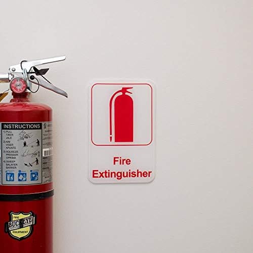 Sinal de extintor de incêndio - branco e vermelho, 9 x 6 polegadas Sair / Segurança de Incêndio Sinais de Tezzorio
