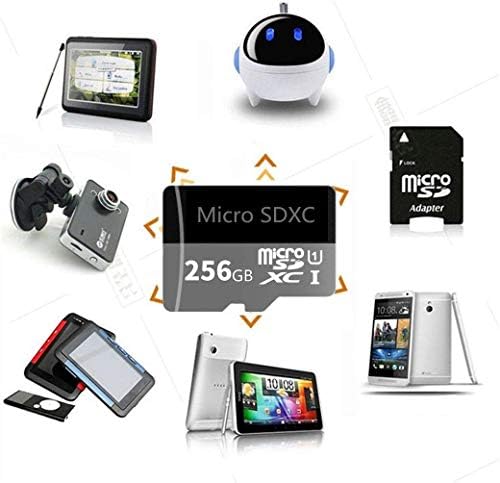 Micro SD Card 256 GB Classe de alta velocidade 10 Micro SD SDXC com adaptador
