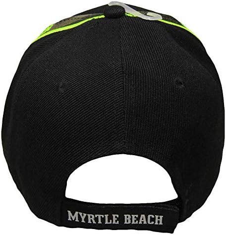 Aes Myrtle Beach MB Script South Carolina SC Black Bordered Cap Hat 722L