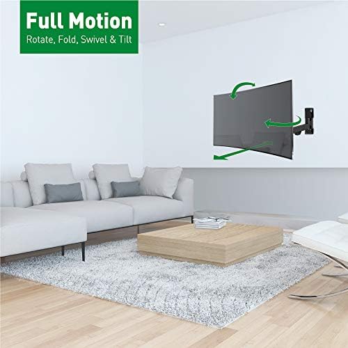 Montagem da parede de TV Barkan, 13 - 43 polegadas de movimento completo Articulando - 4 Movimento Placket de tela plana / curvo, segura até 55 libras, patenteado, Ul listado, encaixa OLED LCD, preto