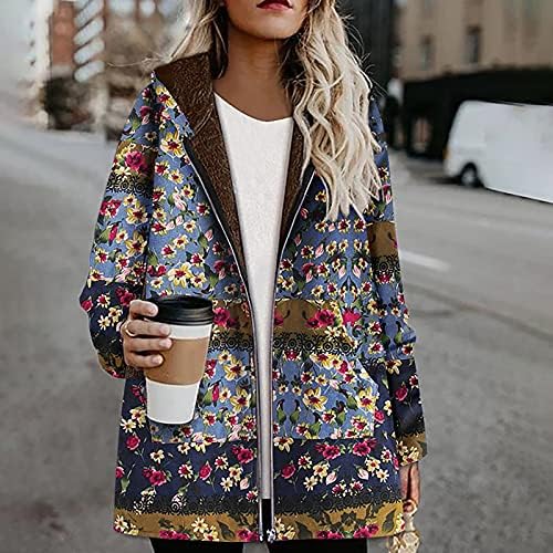 Listha Floral Capeled Casat Plus Size Women Women Vintage Outwear Overs Coat