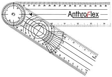 Goniômetro Anthroflex de 6 peças com 4 goniômetros, fita BMI, bolsa de transporte