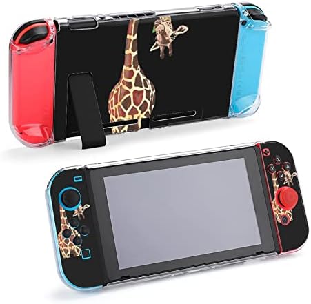 Girafa engraçada compatível com troca de proteção de proteção fofa, capa estampada ancorável para Nintendo Switch e Joy-Con