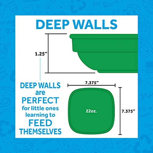 Reproduzir pratos planos de paredes profundas para crianças | Feito nos EUA, conjunto de 2