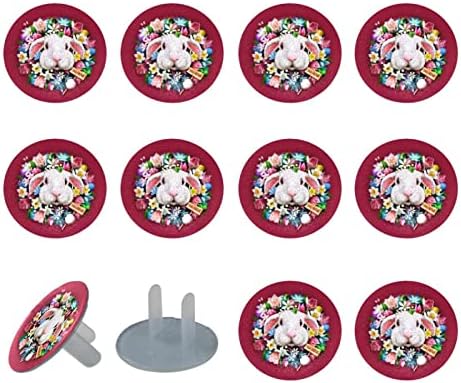 Capas de saída elétrica 12 pacote, tampas de plástico tampa Caps de segurança de protetor de soquete - Floral de Páscoa