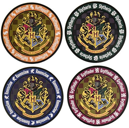 Harry Potter Hogwarts Crest Round Colored 4-Pack Coaster, tamanho único, multicolor