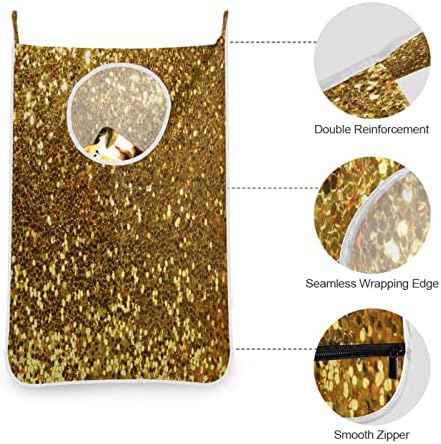 Pendurar lavanderia cesto saco de ouro Glitter Glitter sem costura Porta/parede/armário Cesta de bolsas de lavanderia grande para