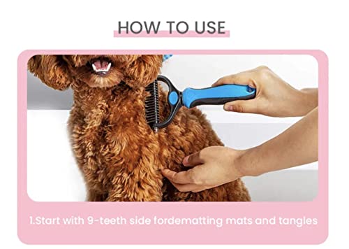 Escova de preparação para cães | Pet Undercoat Demating Bak com dentes arredondados. Pente de cães para desembaraçar, desbaste