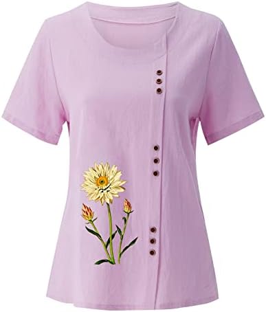 Camisas de vestido plus size para feminino feminino raglan bainha de manga raglan fenda solta botão de manga curta