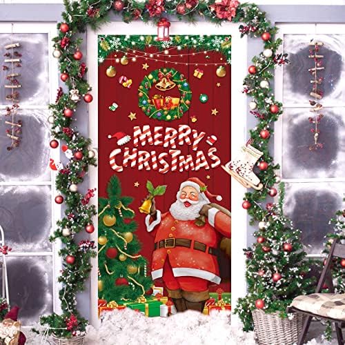 Feliz Christmas Door Tampa, 78,7 × 36,6 polegadas Banner de portas de Natal grande Banner Festival de Festival de Holiday Festival
