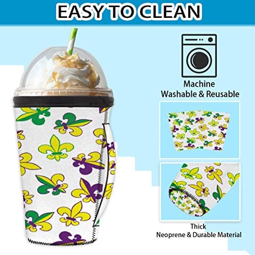 Mardi Gras Carnival Pattern reutiliza a manga de café com alça de neoprene para refrigerante, café com leite, chá, bebidas, cerveja