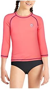 Guarda para erupção cutânea de meninas de platina rosa - UPF 50+ Protetive Rápido seco de manga comprida camisa de natação
