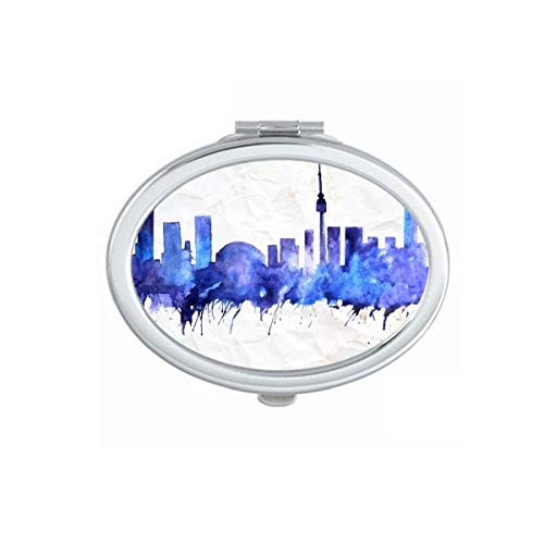 Canadá City City Aquarela Blue espelho portátil dobra maquiagem de mão dupla de óculos laterais
