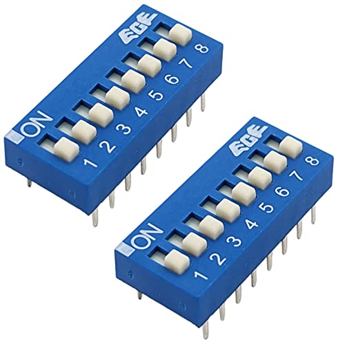 Switch de dip de 2 pacote com 8 interruptores, 16 pinos, spst, cor azul, 0,85 x 0,38 x 0,23 - ex electronix Express