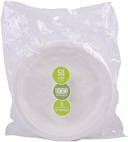 Produtos ecológicos EPP013 Placas de cana-de-açúcar renováveis ​​e compostáveis, 9 polegadas, 500/caixa