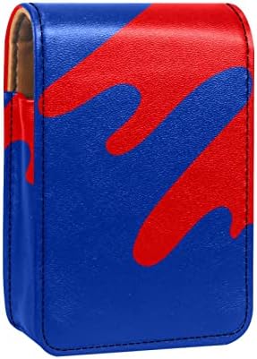 Mini maquiagem de Oryuekan com espelho, bolsa de embreagem Caixa de batom de Leatherette, Red Blue Minimalist Pattern Art Modern