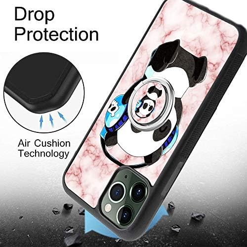 Caixa preta do iPhone 11 Pro Max com suporte para o anel 360 anel de rotação TPU macio e PC Anti-Slippery Protection para iPhone 11 Pro Max