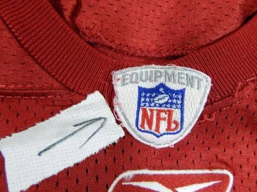2002 San Francisco 49ers Chike Okeafor #91 Game usado Jersey de prática vermelha L 4426 - Jerseys não assinados da NFL usada