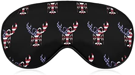 American Flag Lobster Sleep Máscara de capa noturna olho para homens bloqueia a luz para viagens de avião tira ajustável