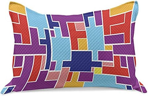 Ambesonne colorido colorido colcha de travesseira, conceito abstrato conceito ilustração geométrica Ilustração retangular formas