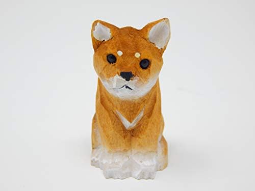 Estatueta de cachorrinho de cachorro selsela - miniatura de 2 polegadas, madeira, escultura, feita à mão, decoração