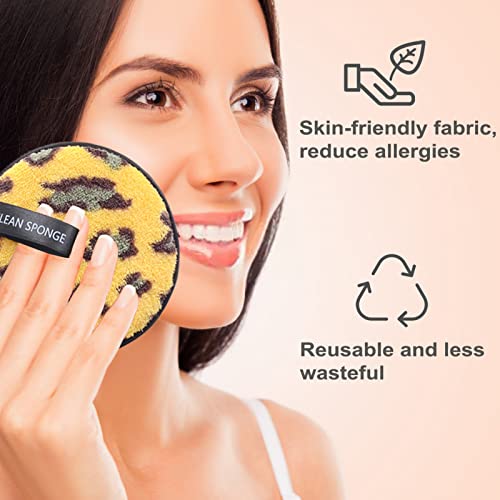 3PCs Removedor de maquiagem reutilizável Padrões de maquiagem - Leopard DesignCleansing Facial Heavy Makeup & Masks Makeup Pads ， Adequado para todos os tipos de pele almofadas de limpeza de rosto