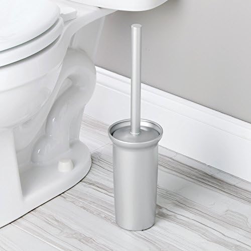 Interdenham metroprop à prova de alumínio à prova de alumínio Brush e suporte - Armazenamento de limpeza do banheiro, prata