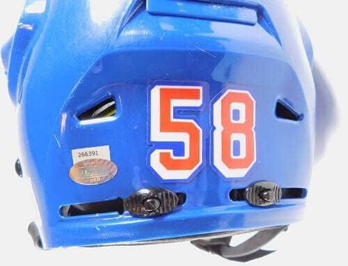 2018-19 John Gilmour 58 NY Rangers Usado com o capacete de hóquei Bauer Bauer-jogo usado capacetes NHL
