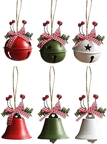 Chdhaltd sinos de natal ornamentos, recortes de estrelas sinos de aniversário de Natal com holly berry para decoração de árvore