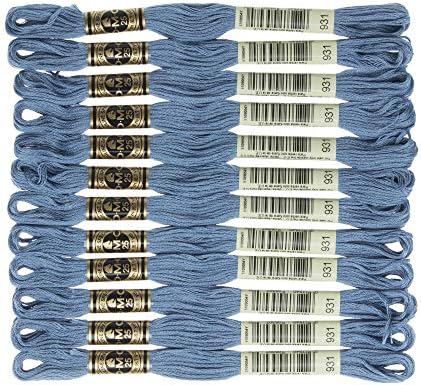 DMC Bordado de 6 fios de limpeza de algodão, azul médio antigo