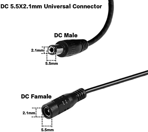 Vanxse CCTV 5M 2,1x5.5mm Cabo de extensão de potência 12V para câmeras de segurança CCTV DVR IP DVR Standalone