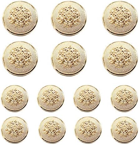 Yahoga 14pcs Botões de blazer de ouro para ternos masculinos Blazers Sport Caats 20mm 15mm Metal Shank Botões de terno conjunto