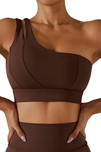 Ulteum feminino um ombro esportivo de suportes de alto suporte para treino de ginástica de ginástica Yoga Fitness Attivewear para