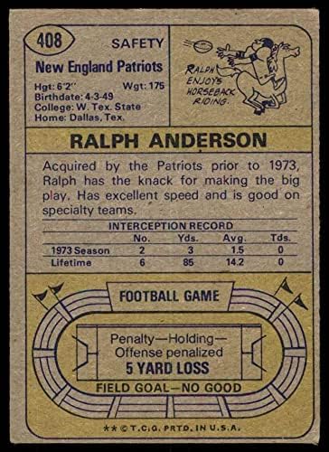 1974 Topps 408 Ralph Anderson New England Patriots VG Patriots West Texas St St.
