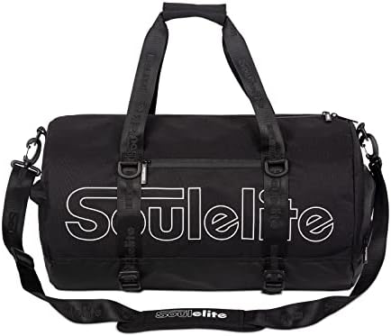 Soulite 40L Gym Duffle Bag - resistente à água, com compartimento de sapatos e bolso molhado, perfeito para viagens e treinos - preto