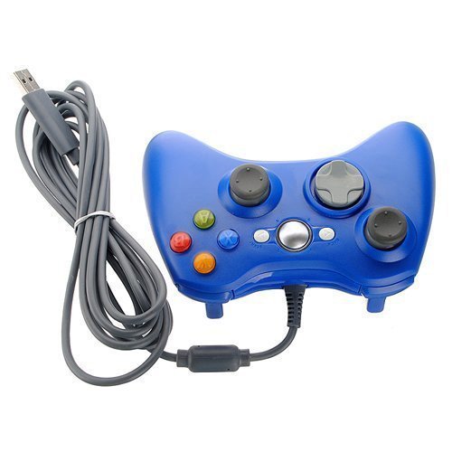 Halnziye Wired USB Game Pad Controller para Microsoft Xbox 360 PC Windows Blue